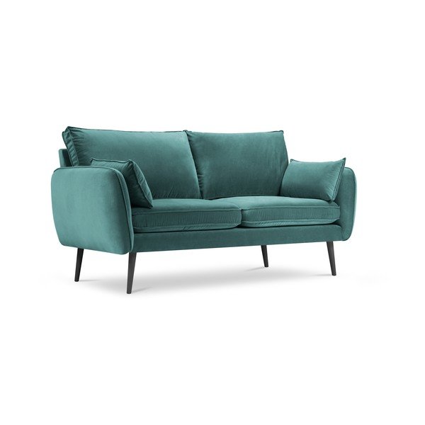 Smaragdo spalvos aksominė sofa su juodomis kojomis Kooko Home Lento, 158 cm-image-2