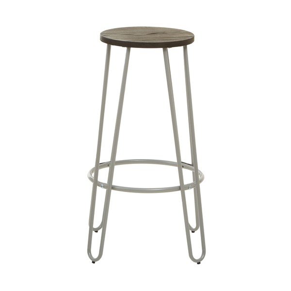 Pilkos spalvos/tamsios natūralios spalvos iš guobos masyvo baro taburetė (sėdynės aukštis 75 cm) District – Premier Housewares-image-2