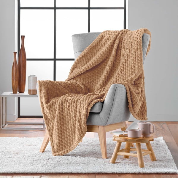 Rudos spalvos iš mikroflanelės antklodė ir pledas 125x150 cm Mini Frosty – douceur d'intérieur-image-2