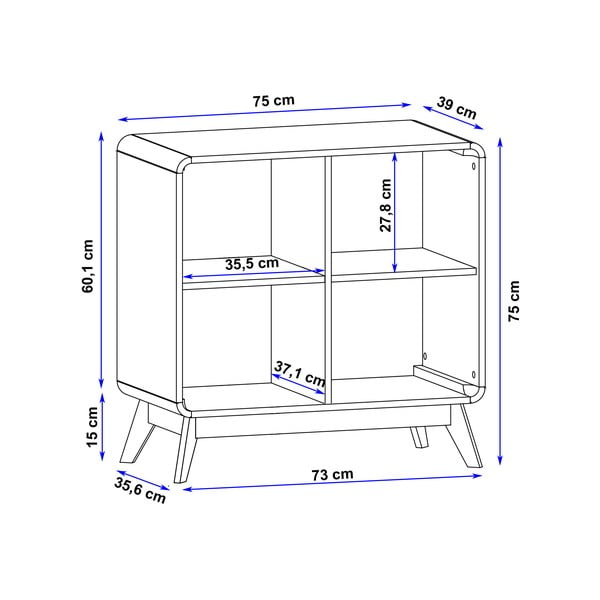 Knygų spinta  baltos spalvos 75x75 cm Caitlin – Støraa-image-3