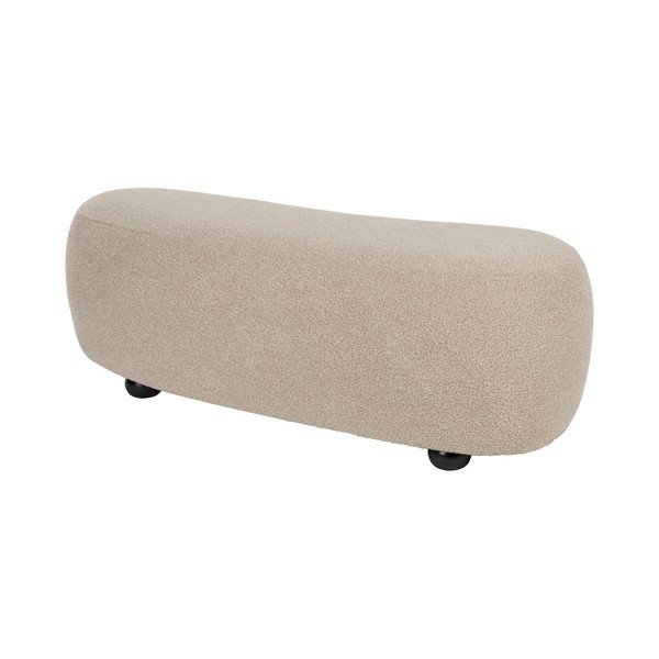 Smėlio spalvos paminkštinto audinio suolas iš boucle Noxx – White Label-image-3