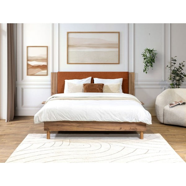Dvigulė lova oranžinės spalvos su lovos grotelėmis 140x190 cm Lior – Bobochic Paris-image-1
