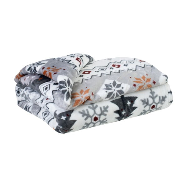 Antklodė ir pledas iš mikropliušo su Kalėdų motyvu 150x200 cm Magic Flake – My Home-image-1