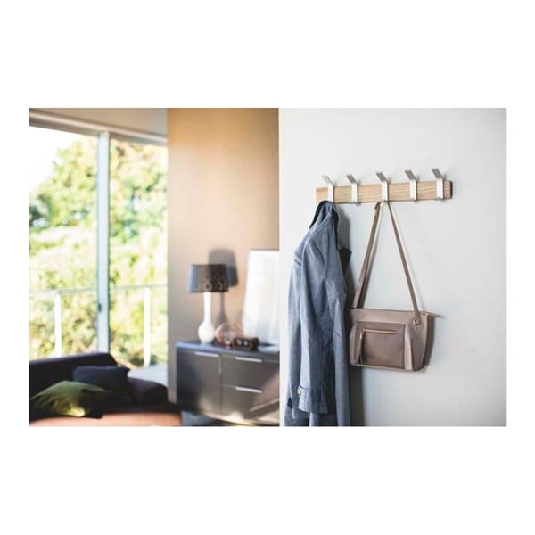 Iš uosio masyvo sieninė lentyna matinės sidabrinės spalvos/natūralios spalvos Rin – YAMAZAKI-image-3