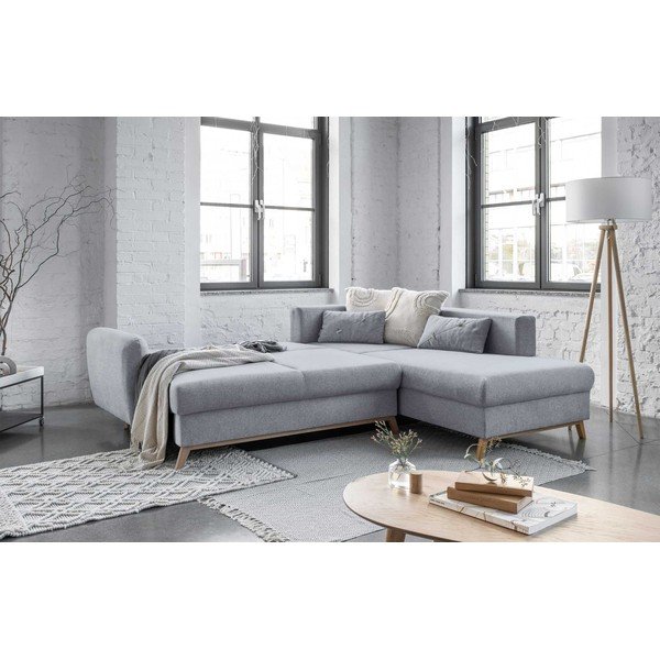 Šviesiai pilka sofa-lova Miuform Scandic Lagom L, dešinysis kampas-image-4