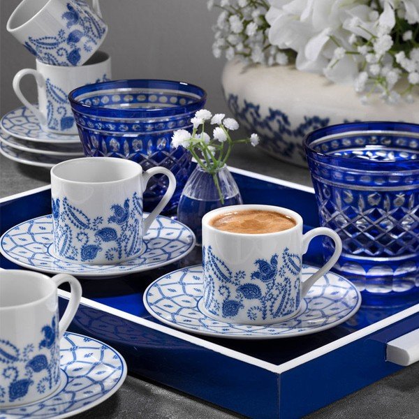 6 porcelianinių puodelių su lėkštute rinkinys "Kutahya Ornament", 50 ml-image-1