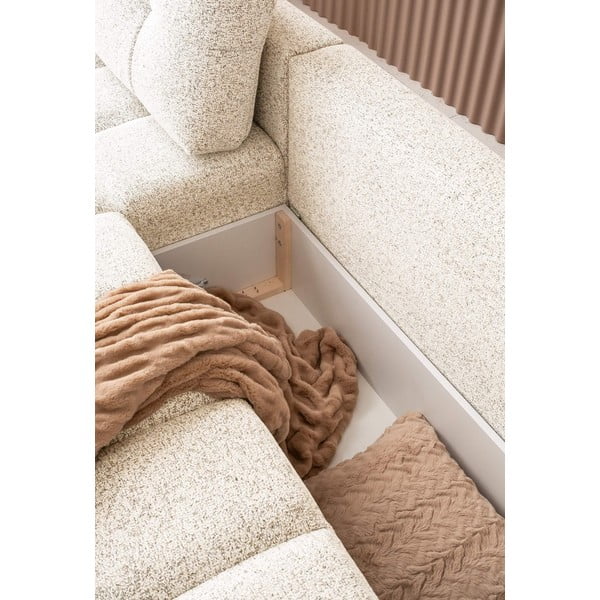 Kreminės spalvos sulankstoma/su sandėliavimo vieta modulinė kampinė sofa (su kairiuoju kampu) Lulu – Miuform-image-2