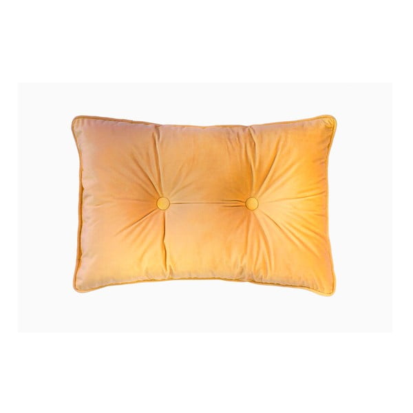 Tamsiai geltona Tiseco Home Studio Velvet Button pagalvėlė, 40 x 60 cm