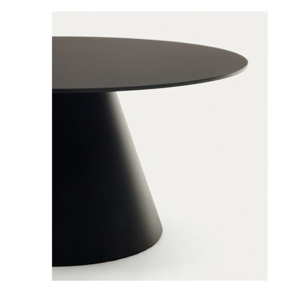 Apvalios formos kavos staliukas juodos spalvos su stikliniu stalviršiu ø 80 cm Wilshire – Kave Home-image-2