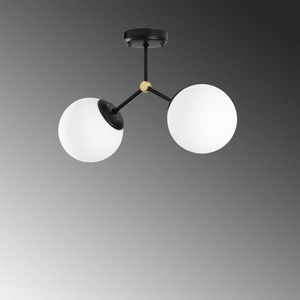 Juodos ir baltos spalvos lubinis šviestuvas 15x44 cm su stiklo gaubtu Damar – Opviq lights-image-4