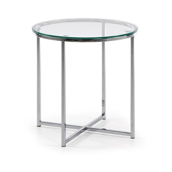 Apvalios formos šoninis stalas su stikliniu stalviršiu ø 50 cm Divid – Kave Home