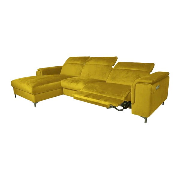 Kampinė sofa geltonos spalvos iš velveto (su kairiuoju kampu) Brito – MESONICA-image-1