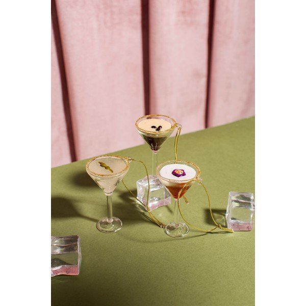 Iš stiklo eglutės papuošimai 3 vnt. 15,5 cm Martini Cocktail – Sass & Belle-image-2
