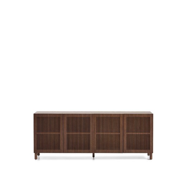 Tamsiai rudos spalvos šoninė spintelė iš riešutmedžio 181x71,5x42,5 cm Beyla – Kave Home-image-2