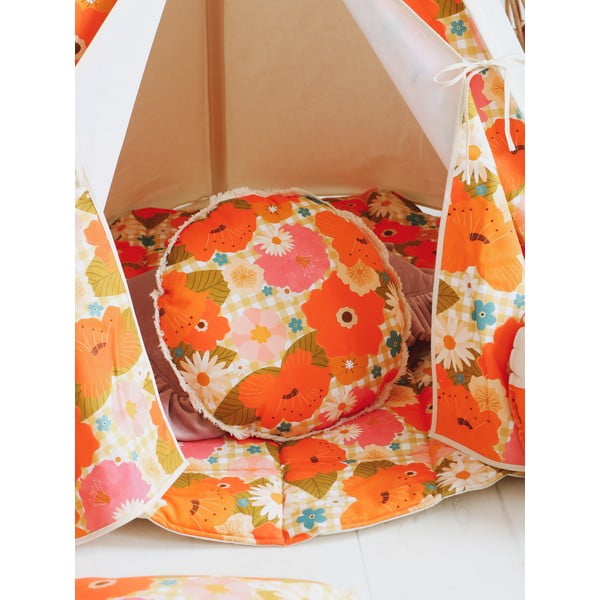 Oranžinis vaikų žaidimų kilimėlis Picnic with Flowers - Moi Mili-image-2