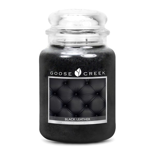 Kvapnioji žvakė stikliniame indelyje "Goose Creek Black Leather", 150 valandų degimo