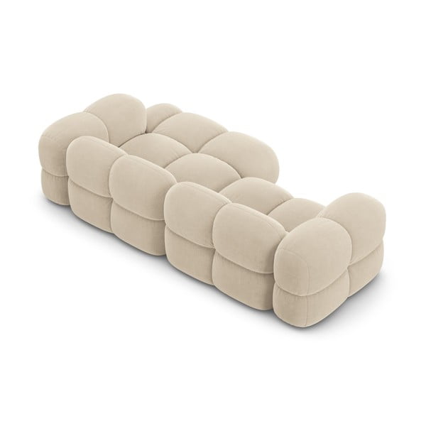 Smėlio spalvos iš velveto kampinė sofa (su dešiniuoju kampu/su gultu) Loretto – Cosmopolitan Design-image-4