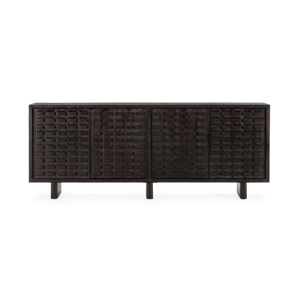Juodos spalvos iš mango masyvo šoninė spintelė 200x80x40 cm Inaya – MOME