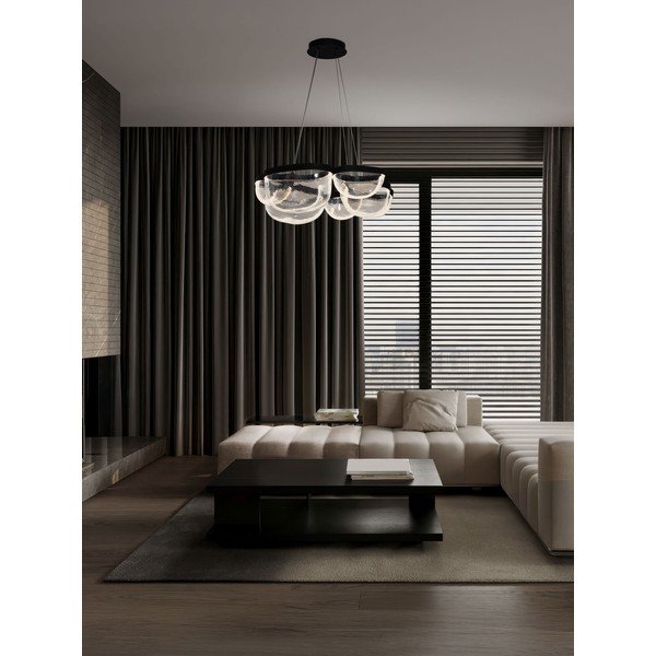 Matinės juodos spalvos iš plieno kabantis šviestuvas LED su pritemdymo funkcija ø 83 cm su stiklo gaubtu Clair – Nova Luce-image-1