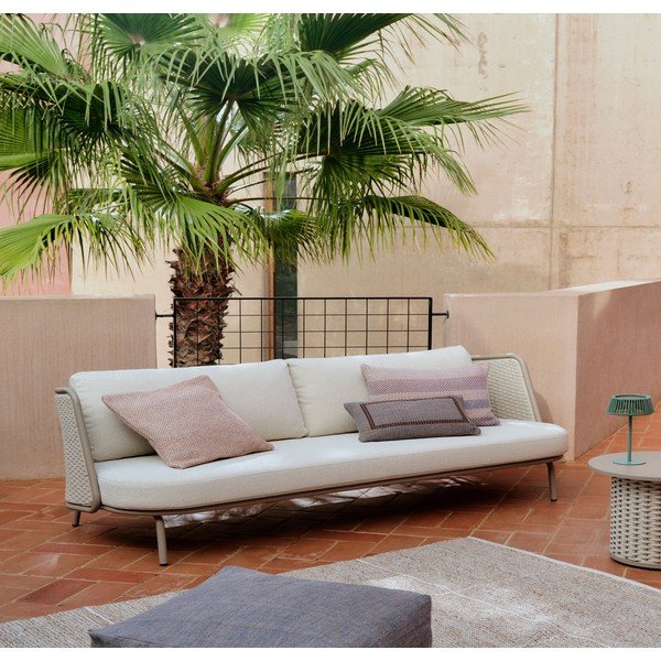 Smėlio spalvos/taupe spalvos iš audinio sodo sofa Sedalis – Kave Home-image-1