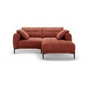 Raudonos plytų spalvos kampinė sofa (su dešiniuoju kampu/su gultu) Bemy – Micadoni 