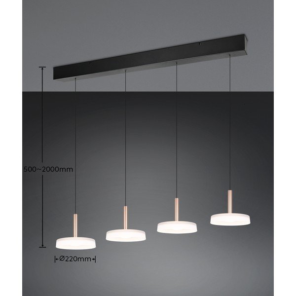 Kabantis šviestuvas juodos ir baltos spalvos/auksinės spalvos LED su pritemdymo funkcija su stiklo gaubtu Celeste – Trio-image-4