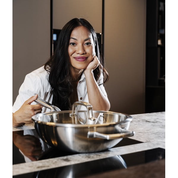 Wok keptuvė iš nerūdijančio plieno su dangčiu ø 30 cm Chili Ta – FABINI-image-1