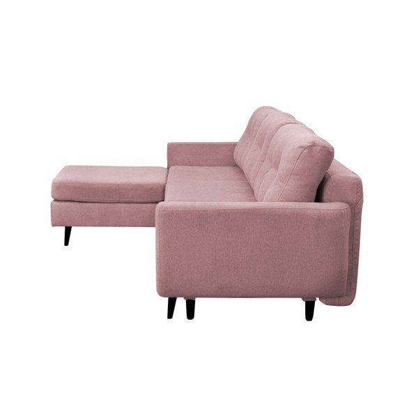 Šviesiai rožinė sofa-lova su juodomis kojomis Mazzini Sofas Hortensia, kairysis kampas-image-3