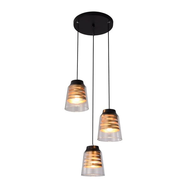 Juodas pakabinamas šviestuvas su stikliniu gaubtu Fresno - Candellux Lighting-image-2