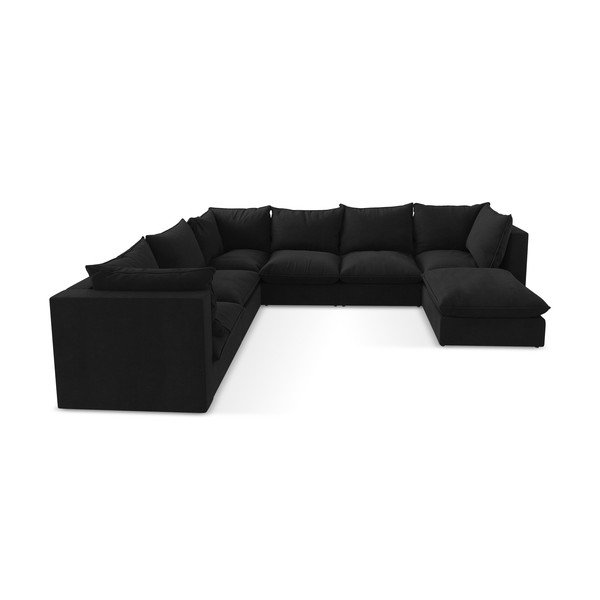 Juodos spalvos kampinė sofa (su kairiuoju kampu/„U“ formos) Manao – Makamii-image-4