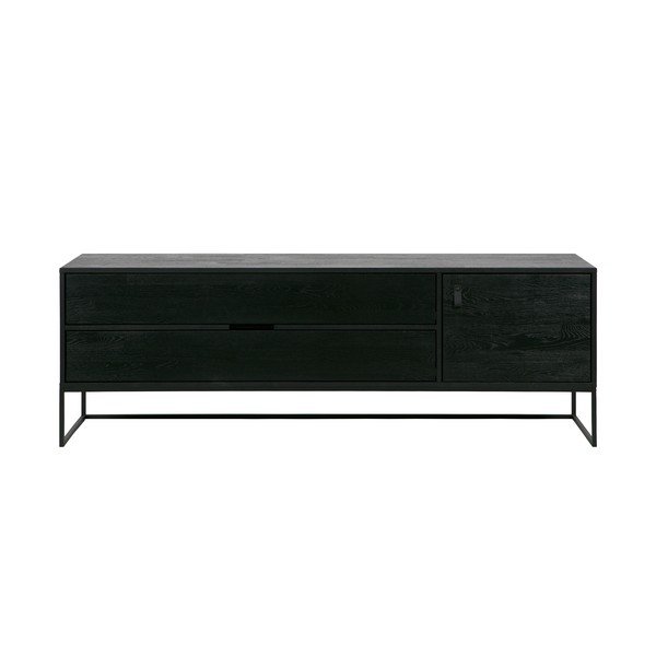 Juodos spalvos iš uosio masyvo TV spintelė 180x61x44 cm Silas – WOOOD