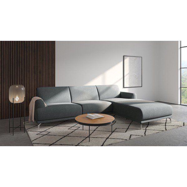 Šviesiai pilka kampinė sofa MESONICA Puzo, dešinysis kampas-image-1