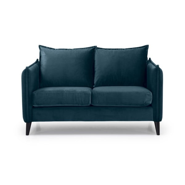 Mėlyna aksominė sofa Scandic Leo, 145 cm