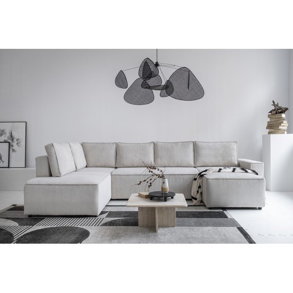 Iš kordinio velveto sulankstoma kampinė sofa baltos spalvos (su kairiuoju kampu/„U“ formos) Brave Dave – Miuform-image-4