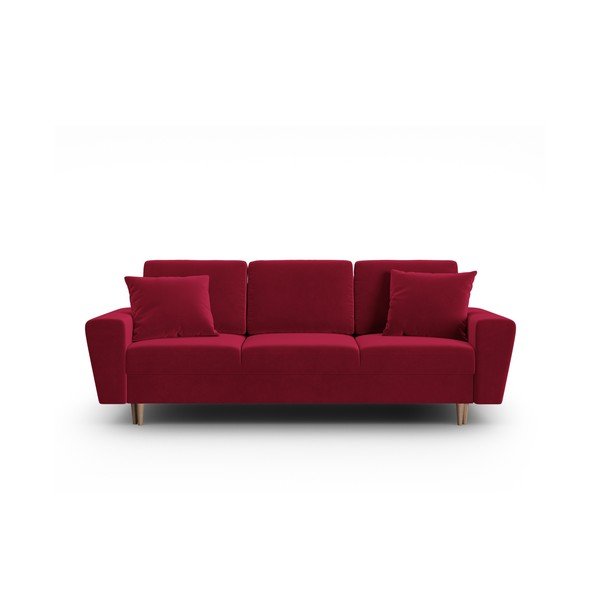 Raudonos spalvos iš velveto sulankstoma/su sandėliavimo vieta sofa 235 cm Kyoto – Cosmopolitan Design