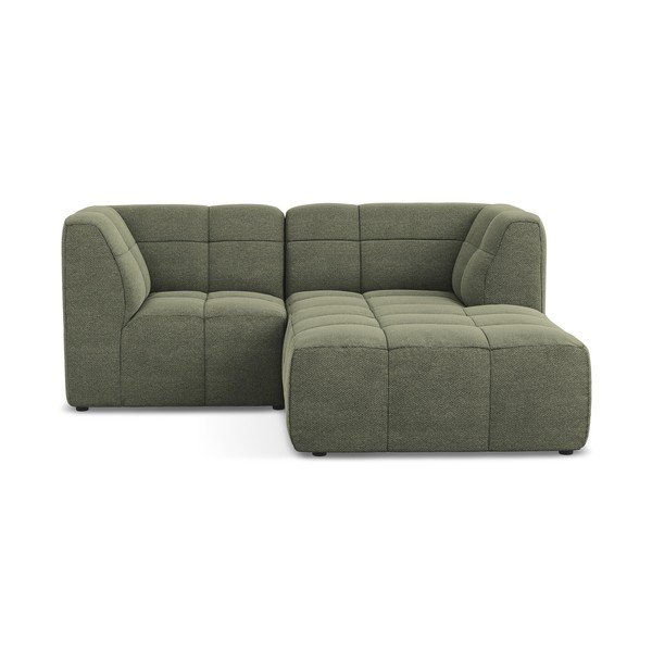 Žalios spalvos kampinė sofa iš boucle (su dešiniuoju kampu/su gultu) Aloha – Makamii
