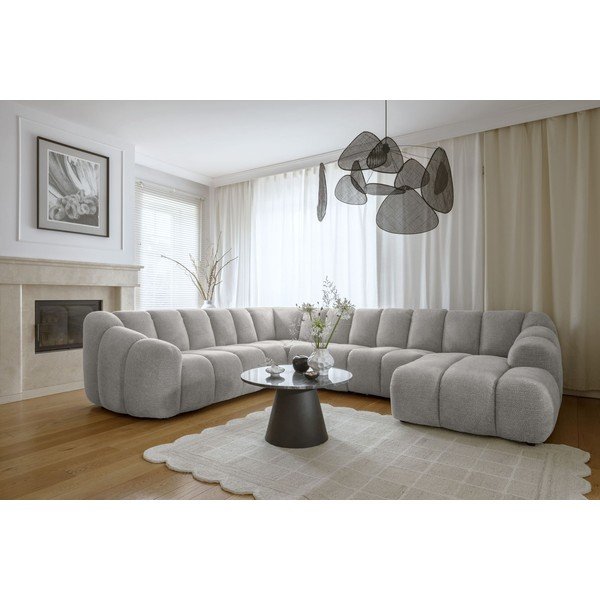 Šviesiai pilkos spalvos kampinė sofa (su kairiuoju kampu/„U“ formos) Shell – Miuform-image-1