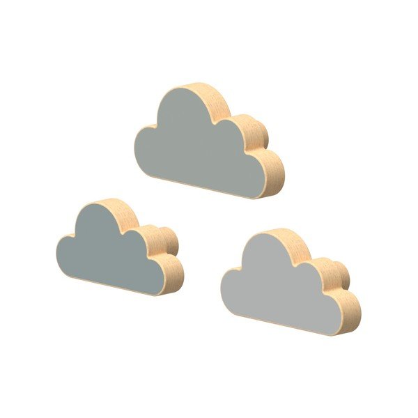 Sieniniai šviesiai mėlynos spalvos iš buko masyvo kabliai 3 vnt. Cloud – Cam Cam Copenhagen