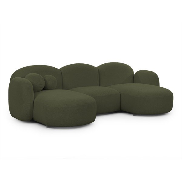 Žalios spalvos kampinė sofa iš boucle („U“ formos) Orbit – Ropez