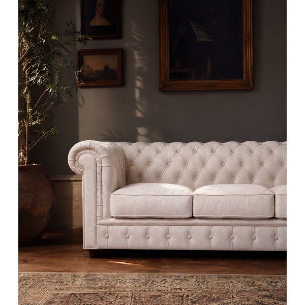 Kreminės spalvos aksominė sofa 230 cm Cambridge - Ropez-image-3
