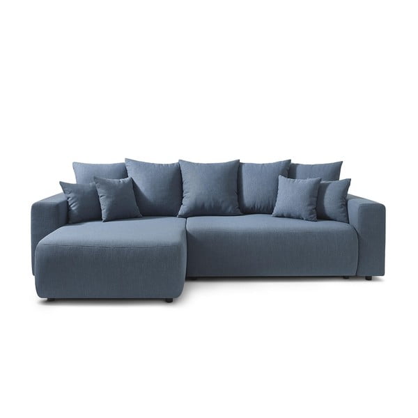 Mėlyna dvipusė kampinė sofa-lova Bobochic Paris Envy