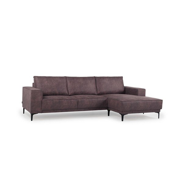 Iš dirbtinės odos kampinė sofa tamsiai rudos spalvos (su dešiniuoju kampu) Copenhagen – Scandic-image-2