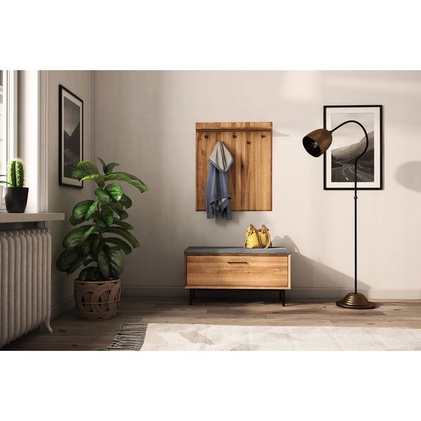 Pilka/natūrali ąžuolinė batų lentyna su suoliuku Abies - The Beds-image-1