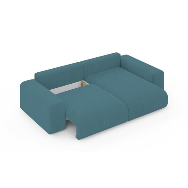 Turkio spalvos iš kordinio velveto sulankstoma/su sandėliavimo vieta kampinė sofa Luma – Ropez-image-3