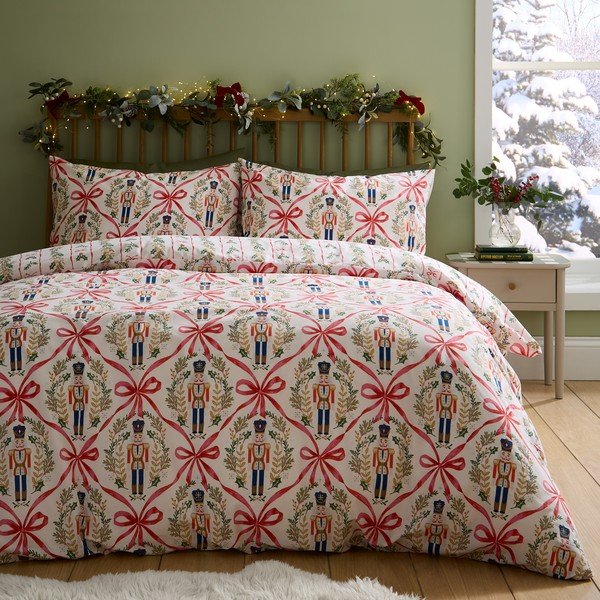 Natūralios spalvos viengulė patalynė 135x200 cm Christmas Nutcracker Bows – Catherine Lansfield