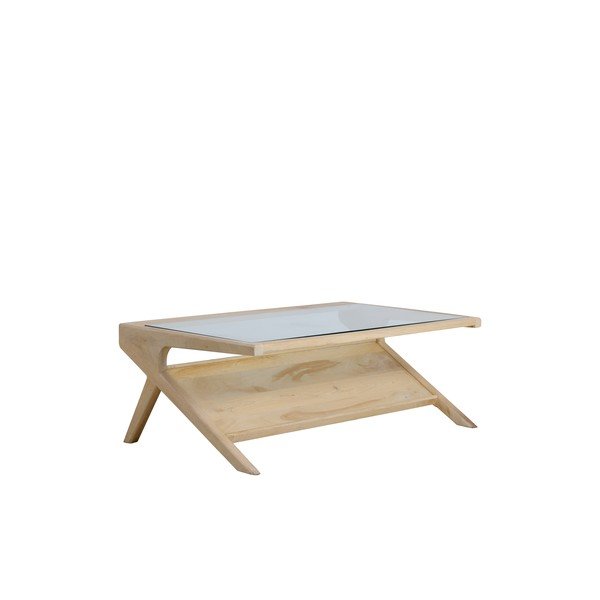 Šviesios natūralios spalvos kavos staliukas su stikliniu stalviršiu 70x112 cm Yuki – Light & Living