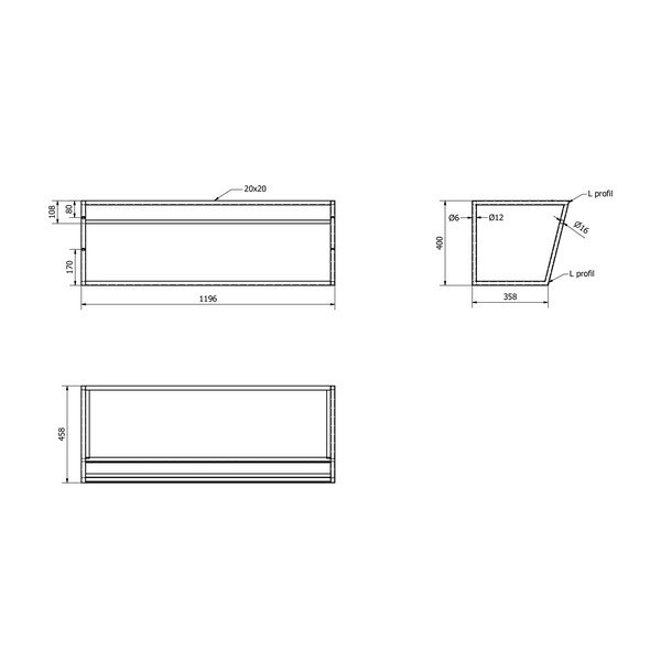 Iš plieno pakabinamas laikiklis kriauklei baltos spalvos/juodos spalvos 120x40 cm Ska – Sapho-image-4