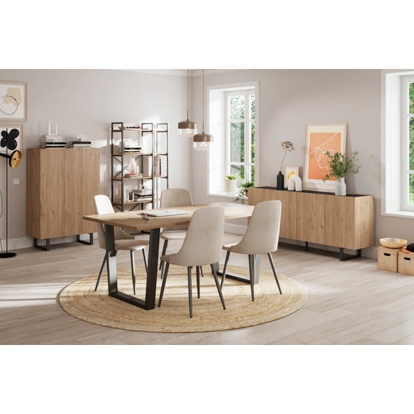 Valgomojo stalas su ąžuoliniu stalviršiu 100x180 cm Francesca - Marckeric-image-1