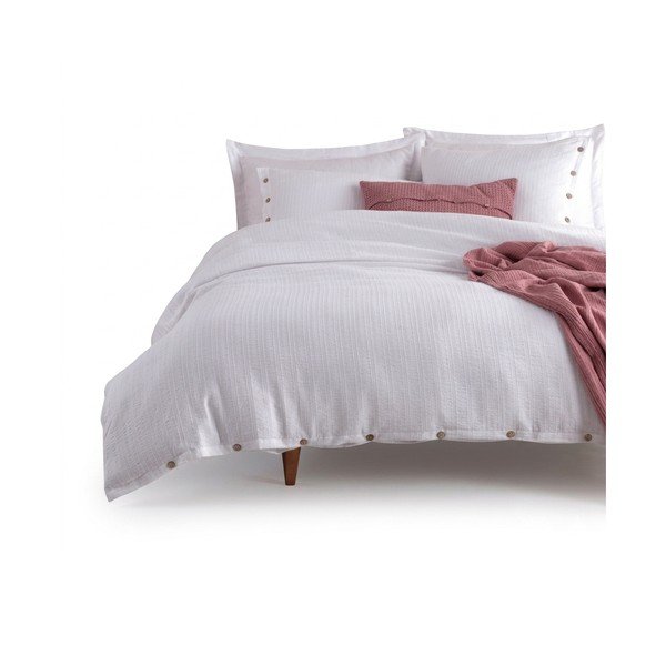 Baltos spalvos iš ranforce medvilnės viengulė patalynė 140x200 cm Como Striped – Mila Home Luxury
