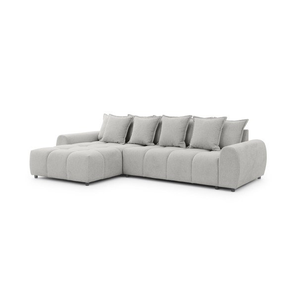 Šviesiai pilkos spalvos kampinė sofa (su kairiuoju kampu/su gultu) Albane  – Ropez-image-3
